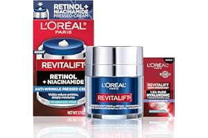 L'Oreal Paris Revitalift Pressed Night Cream, Retinol + Niacinamide, Reduces Wrinkles, Fragrance Free, 1.7 oz + Serum Sample