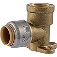 SharkBite Max 1/2 Inch x 1/2 Inch Drop Ear Elbow, FNPT, Push to Connect Brass Plumbing Fitting, PEX Pipe, Copper, CPVC, PE-RT, HDPE, UR334A