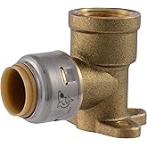 SharkBite Max 1/2 Inch x 1/2 Inch Drop Ear Elbow, FNPT, Push to Connect Brass Plumbing Fitting, PEX Pipe, Copper, CPVC, PE-RT