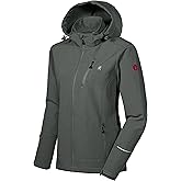 Little Donkey Andy Women's Softshell Jacket Ski Jacket with Removable Hood, Fleece Lined