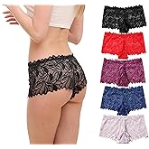 Solavia Women's Lace Panties, Soft Stretch Cute Boyshorts Panties, Sexy Cheeky Underwear, Multipacks