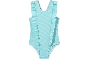 LIZENS Girls Swimsuit Kids Scalloped One Piece Ruffle Swimsuit Girls Swimwear Print