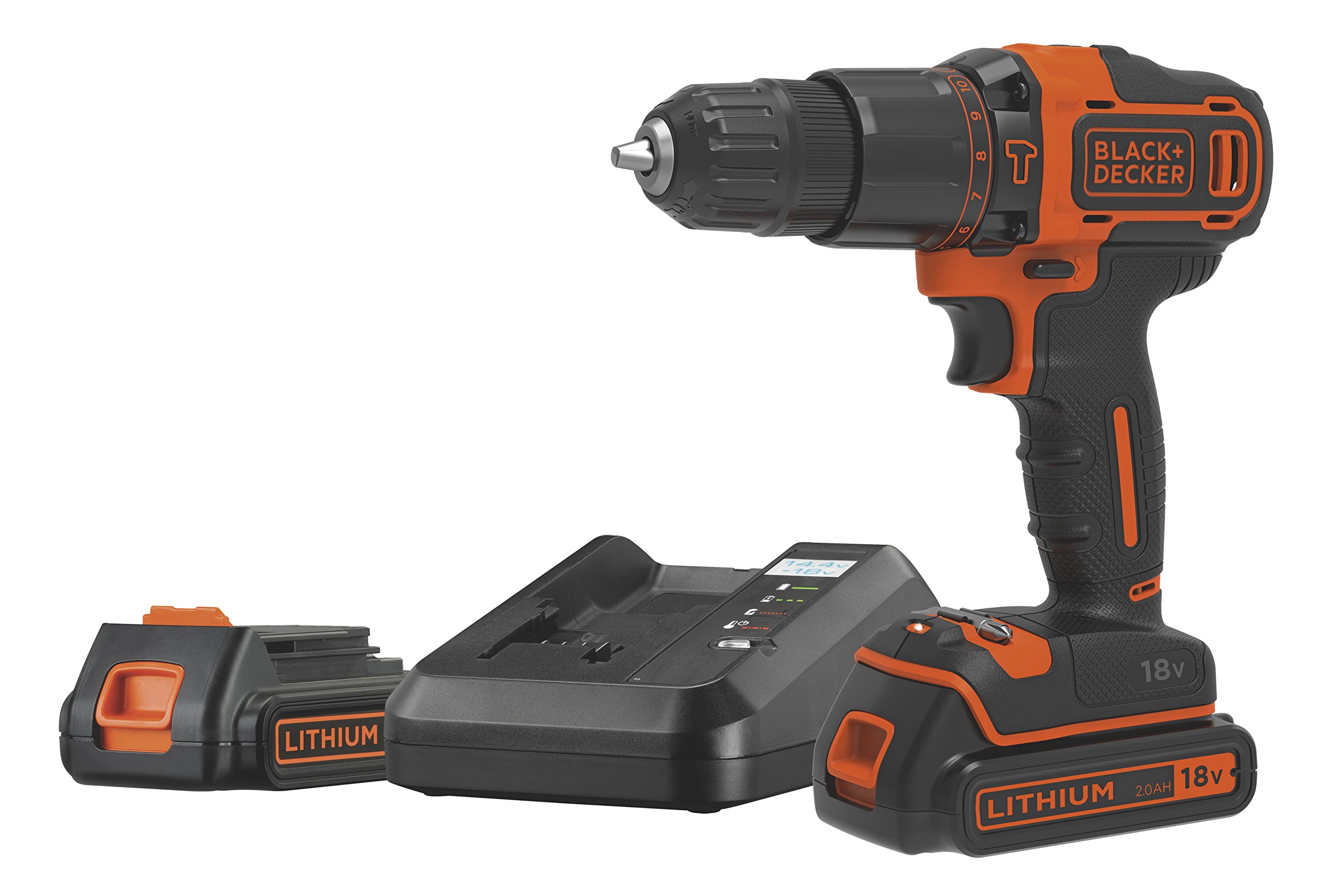 Hammer Drill 2 Speed 18 V 2 Ah Ion with Case, 2 Batteries 2 Ah and Charger 1 Amp Black & Decker bdchd18 K1b2-qw