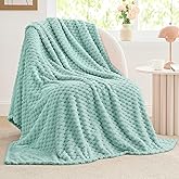 BEDELITE Fleece Throw - Twin Blanket for Bed Couch, 3D Jacquard Decorative Haze Blue, Soft Cozy Warm Plush Fuzzy Blanket for All Seasons, 60x80Inches