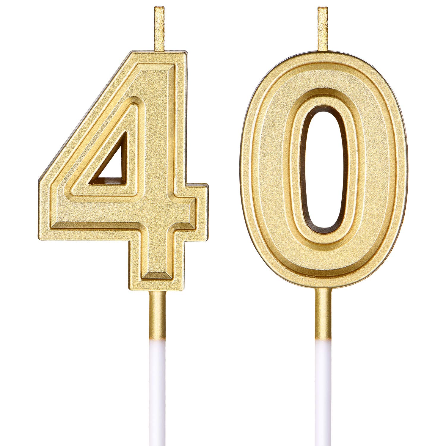 Photo 1 of Frienda Birthday Candles Cake Numeral Candles Happy Birthday Cake Topper Decoration for Wedding Anniversary Celebration Supplies(Gold,40th)