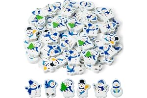 ANGOLIO 60Pcs Winter Mini Eraser for Kids Bulk Cute Snowman Pencil Eraser 3D Desk Puzzle Erasers Pet for Student Classroom Prizes Homework Reward Birthday Gift Party Favor Gift Filler Supplies