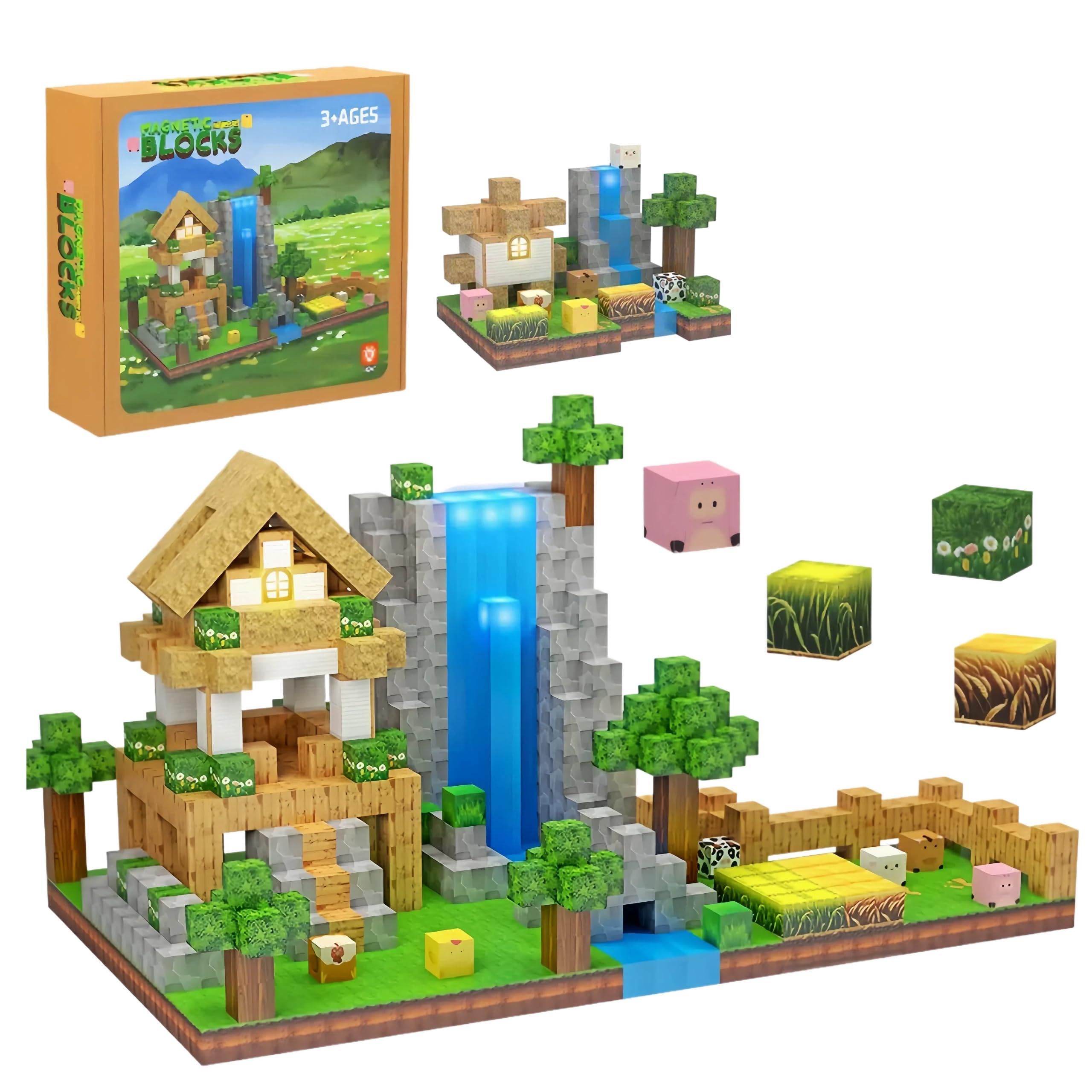 Photo 1 of 138 Pcs Magnetic Building Blocks, Enhance STEM Learning, Creative Play & Logical Thinking, Durable & Vibrant Color with Light Up Blocks, Ideal for Classroom & Screen-Free Entertainment (Forest Farm)