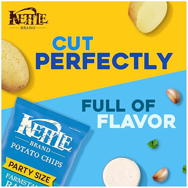 KETTLE BRAND POTATO CHIPS, FARMSTAND RANCH KETTLE CHIPS, PARTY SIZE, 13 OZ