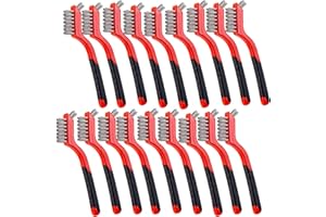 BEBORIN Wire Scratch Brush Set Soft Grip for Rust, Dirt & Paint Scrubbing with Deep Cleaning (18, 18PCS - Stainless Steel Wire)