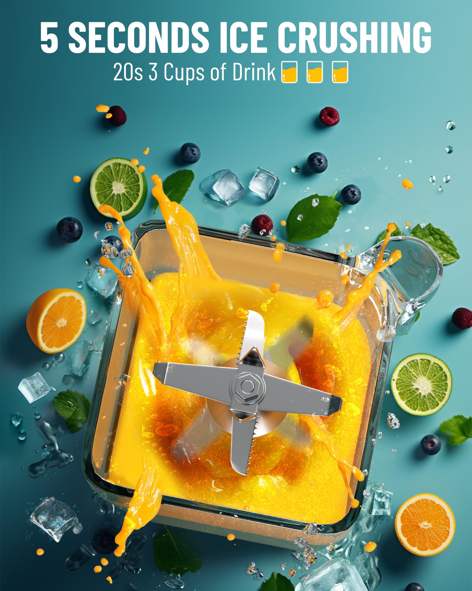 Licuadora de grado profesional Wantjoin - Licuadoras comerciales insonorizadas y silenciosas, protector extraíble, 2000 W de potencia, capacidad de 67 onzas - y bebidas congeladas (negra)