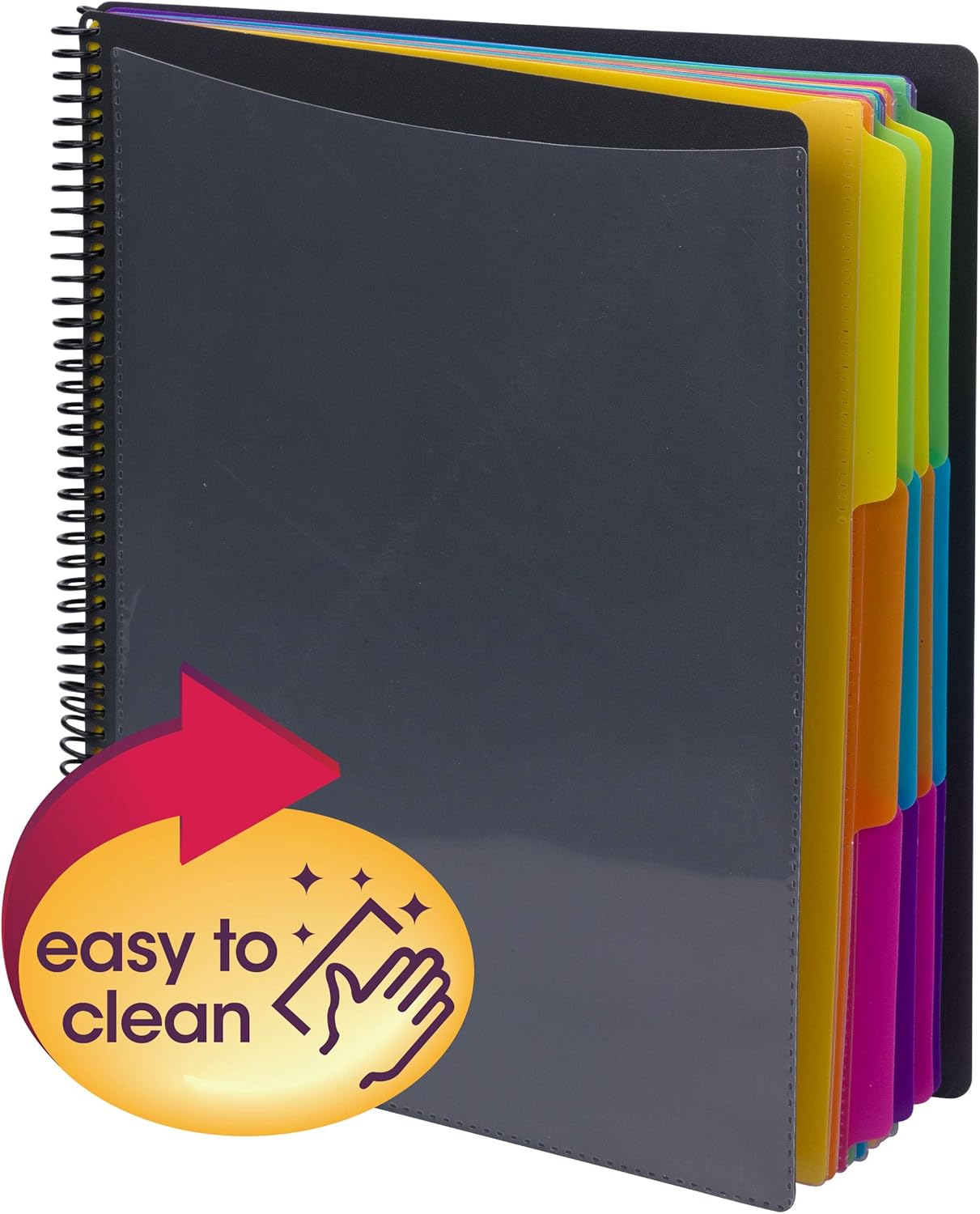Smead 24 Pocket Poly Project Organizer, Letter Size, 1/3-Cut tab, Gray with Bright Colors (89206) : Office Products