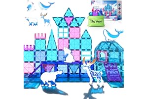 SOYEE Magnetic Tiles Frozen Toys Arctic Animal Magnet Tiles Toddler Toys for Girls Ages 3-5 4-7 6-8 Pretend Play Magnetic Toys Building Blocks Kids Toys Gifts for 3+ Year Old STEM Learning and Fun