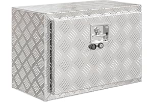 HOMCOM Truck Bed Tool Box, 24 Inch Heavy Duty Aluminum Diamond Plate Tool Box, Storage Toolbox Chest Organizer with Lock and 