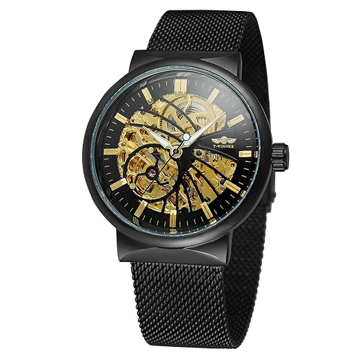 FORSINING Men's Automatic Skeleton Stainless Steel Bracelet Analog Water-Resistant Watch