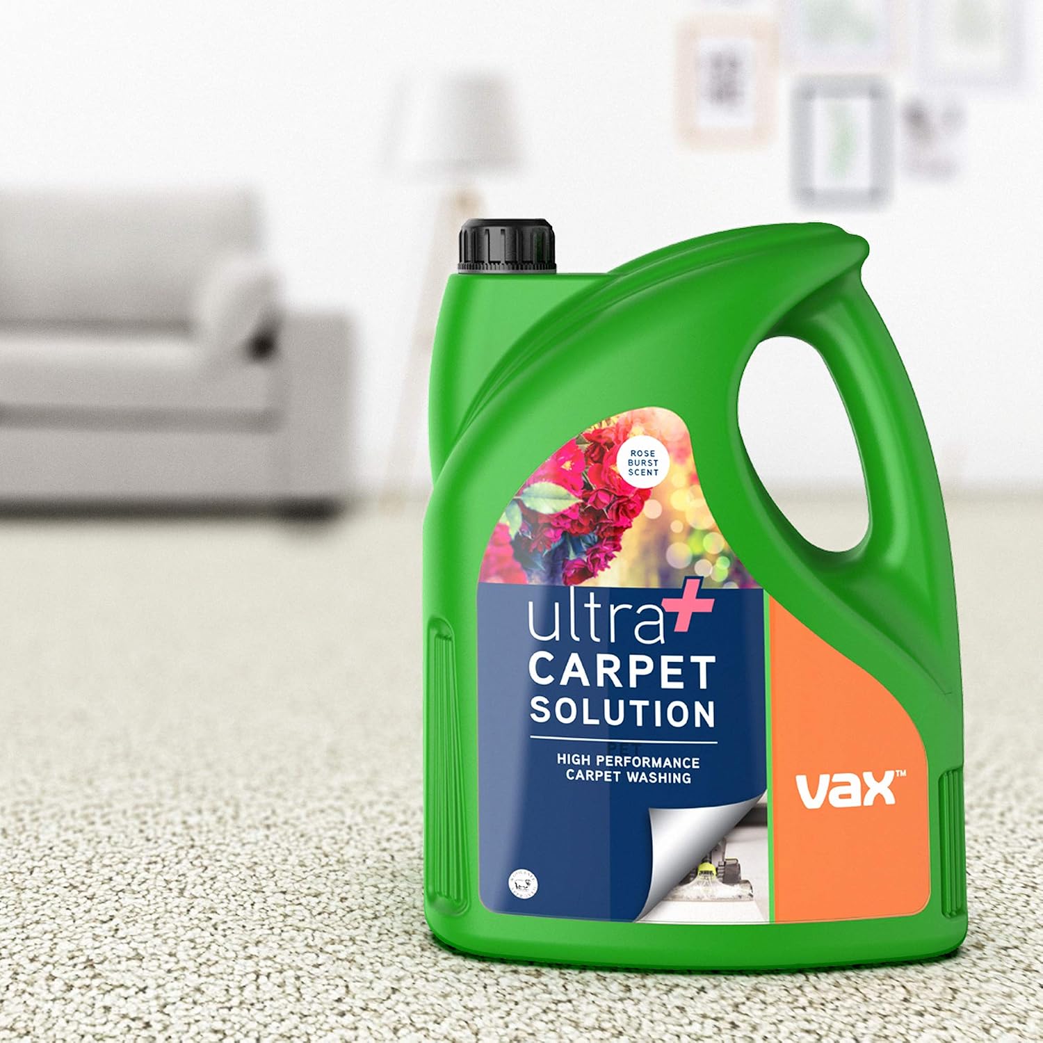 Vax Ultra+ 4L Carpet Cleaner Solution, Stain Remover Shampoo, Rose Burst Scent, Helps to Combat Odours, 1-9-142065, Green - Image 4
