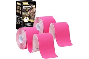 Kinesiology Tape Precut 2 Rolls K Tape, Physio Tape 40 Count 10" Precut Strips, Elastic Kinesiology Athletic Tape for Muscle 
