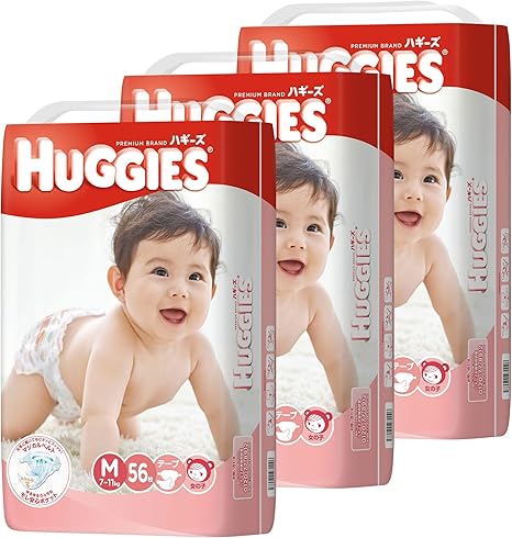 Amazon Huggies ハギーズ テープm 女の子用 7 11kg 56枚x3 168枚 ハギーズ Huggies おむつ