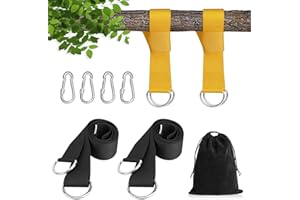 DONILIGA Adjustable Tree Swing Hanging kit Swing Straps for Tree Branch (4 Piece Suit for Hammock Straps,Tire Swing Kit and Hammock Tree Straps -Adjustable Length ，with 4 Locking Carabiners