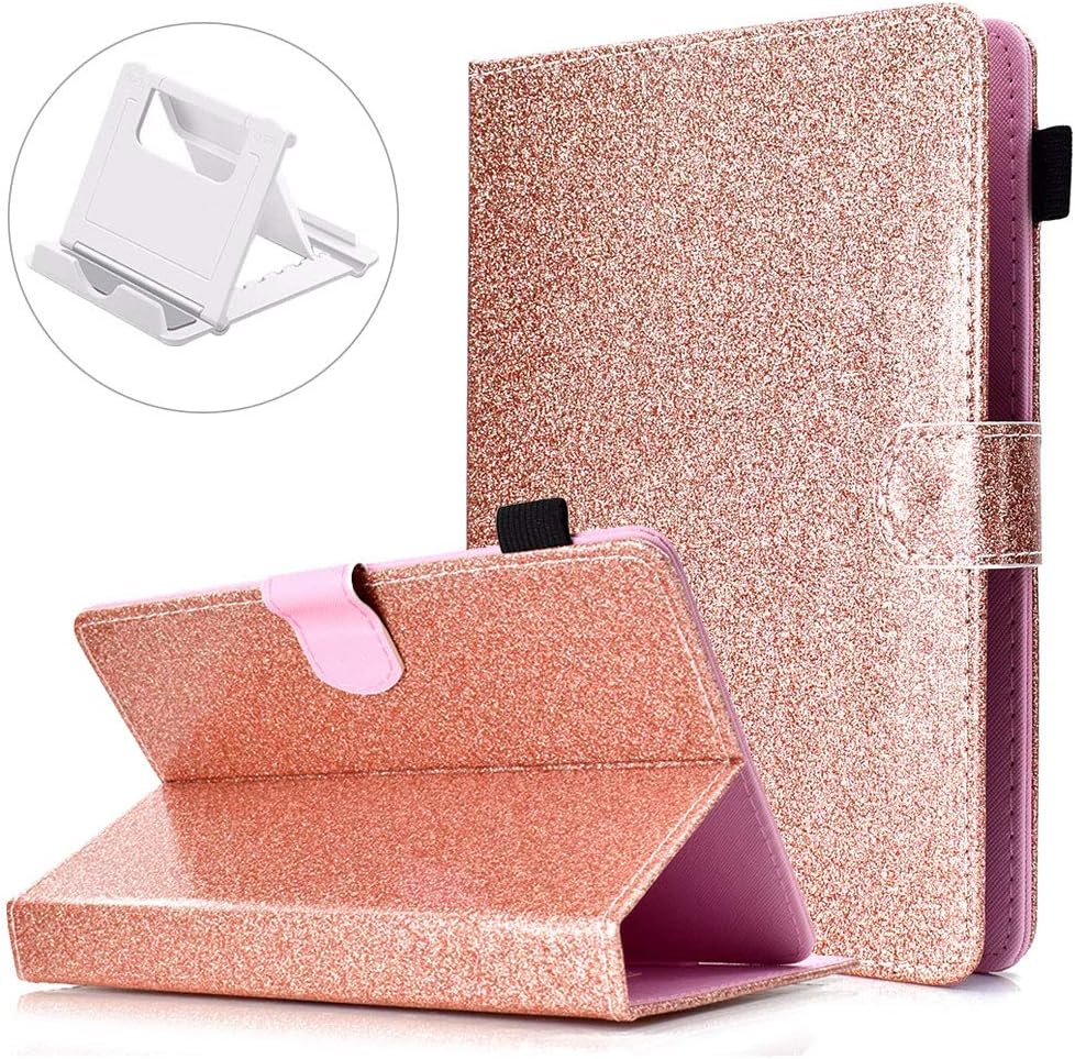 Yobby Compatible with Samsung Galaxy Tab S6 10.5 T860/T865 Case,Glitter Rose Gold Sparkly Lightweight Leather Flip Stand Smart Protective Cover with Pen Holder Auto Sleep/Wake Function