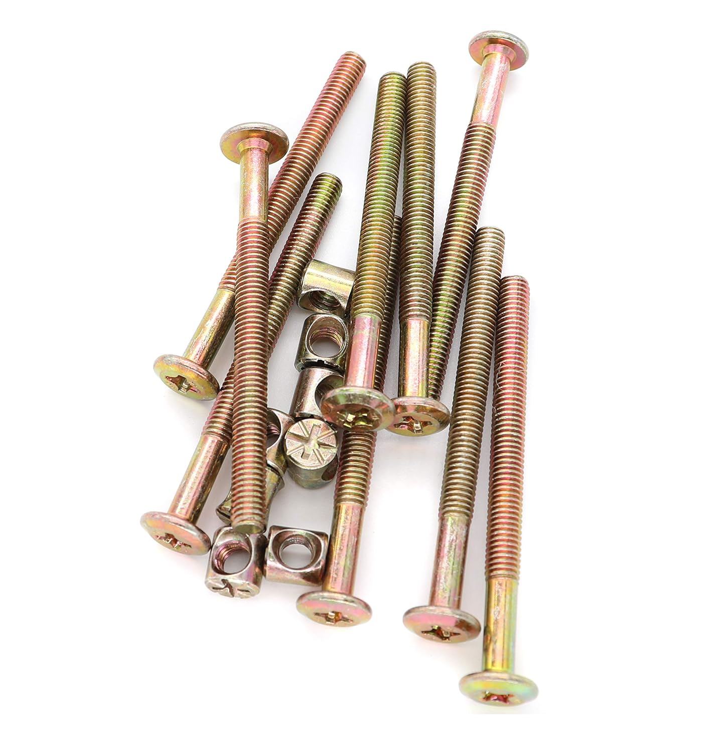 binifiMux 8Pack M6 x 75mm Phillips Head Furniture Crib Cot Bed Bolts Barrel Nuts Zinc Plated