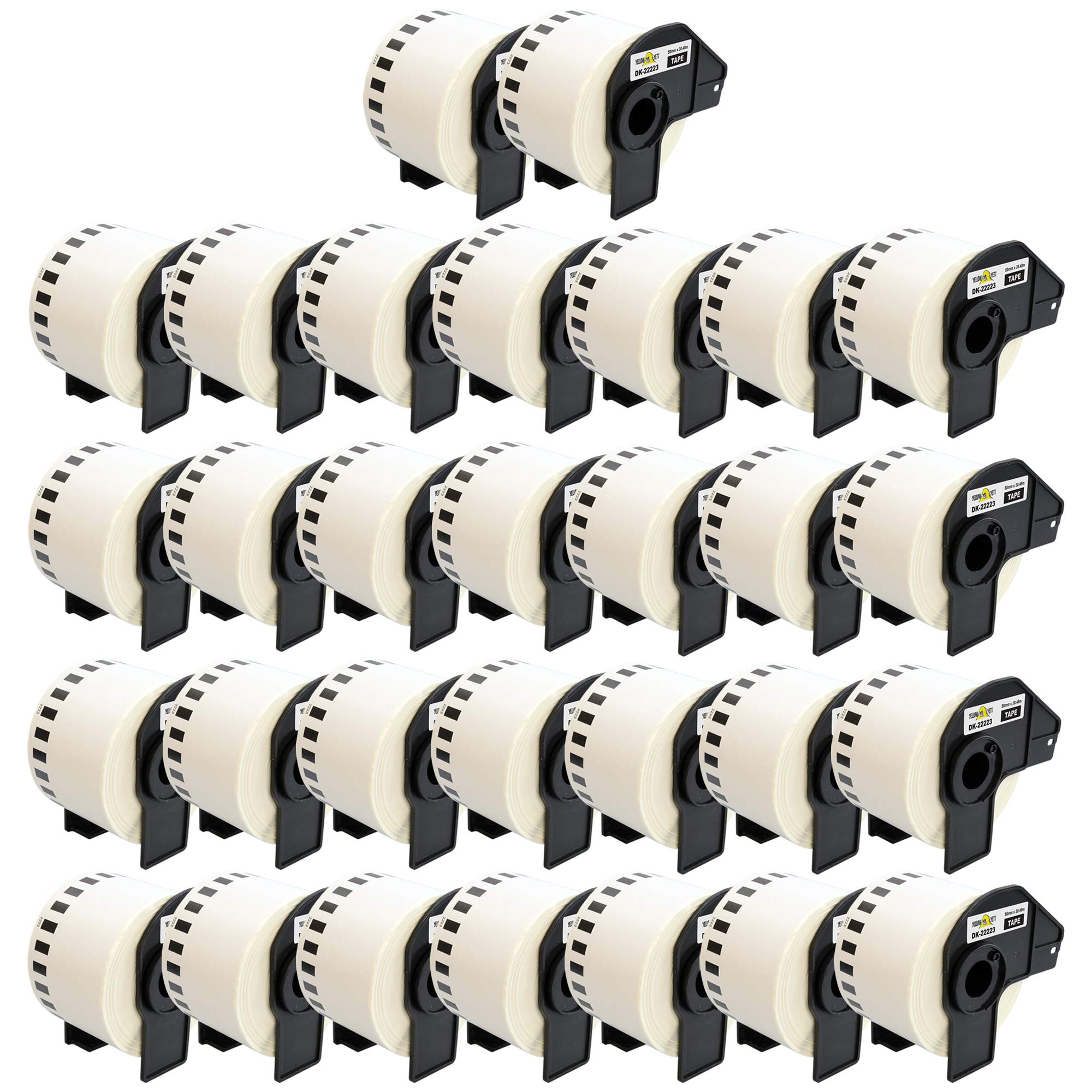 Yellow Yeti 30 Rolls DK-22223 Continuous Length Paper Tape 50mm x 30.48m Labels compatible with Brother P-Touch QL-500 QL-550 QL-570 QL-700 QL-710W QL-720NW QL-800 QL-810W QL-820NWB QL-1100 QL-1110NWB