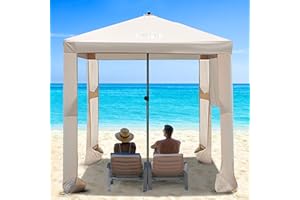 Vibemo Beach Cabana, 6.2' x 6' Portable Canopy with Side Wall, 4 Adjustable Height, UPF 50+ UV Protection, Easy to Set Up Tent, Waterproof Beach Shelter for Outdoor Patio