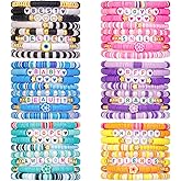 LUYI 32 Pcs Preppy Jewelry Bracelets for Women Clay Bead Colorful Surfer Heishi Bracelet Set Stackable Beaded Friendship Stretch Bracelets Boho Y2K Summer Beach Elastic Layering Bracelets