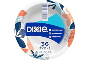 Dixie Small Paper Bowls, 10 Oz, 36 Count, Microwave-Safe, Soak-Proof, Disposable Bowls Great For Snacks, Dessert, And Light Lunch Meals