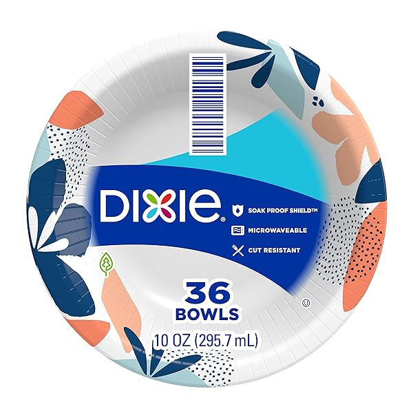 DIXIE SMALL PAPER BOWLS, 10 OZ, 36 COUNT, MICROWAVE-SAFE, SOAK-PROOF, DISPOSABLE BOWLS GREAT FOR SNACKS, DESSERT, AND LIGHT LUNCH MEALS