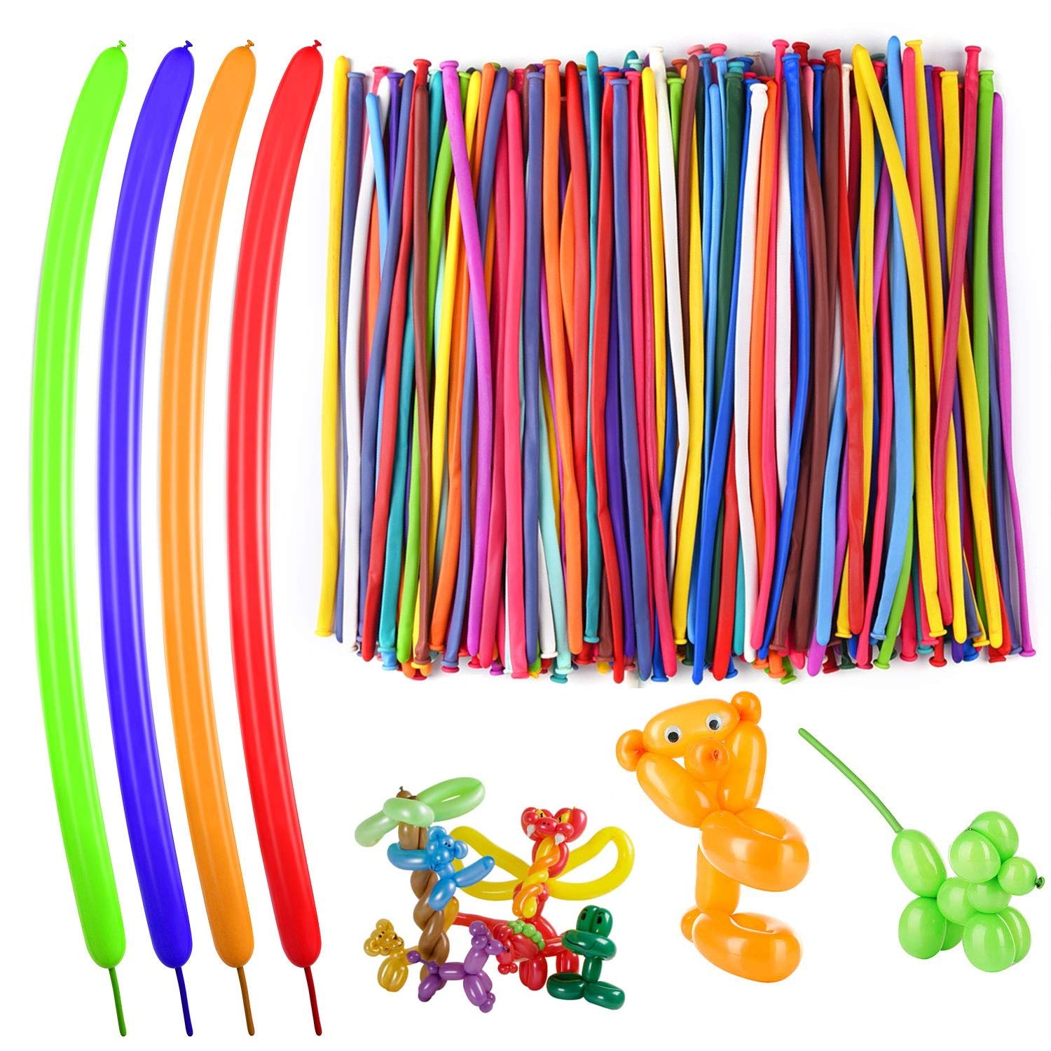 SHATCHI 100pcs Modelling Balloons Twisting Large Mixed Coloured Art Craft Kit For Kids Birthday Party Decorations Bag Filler, Multicolour, 25cm