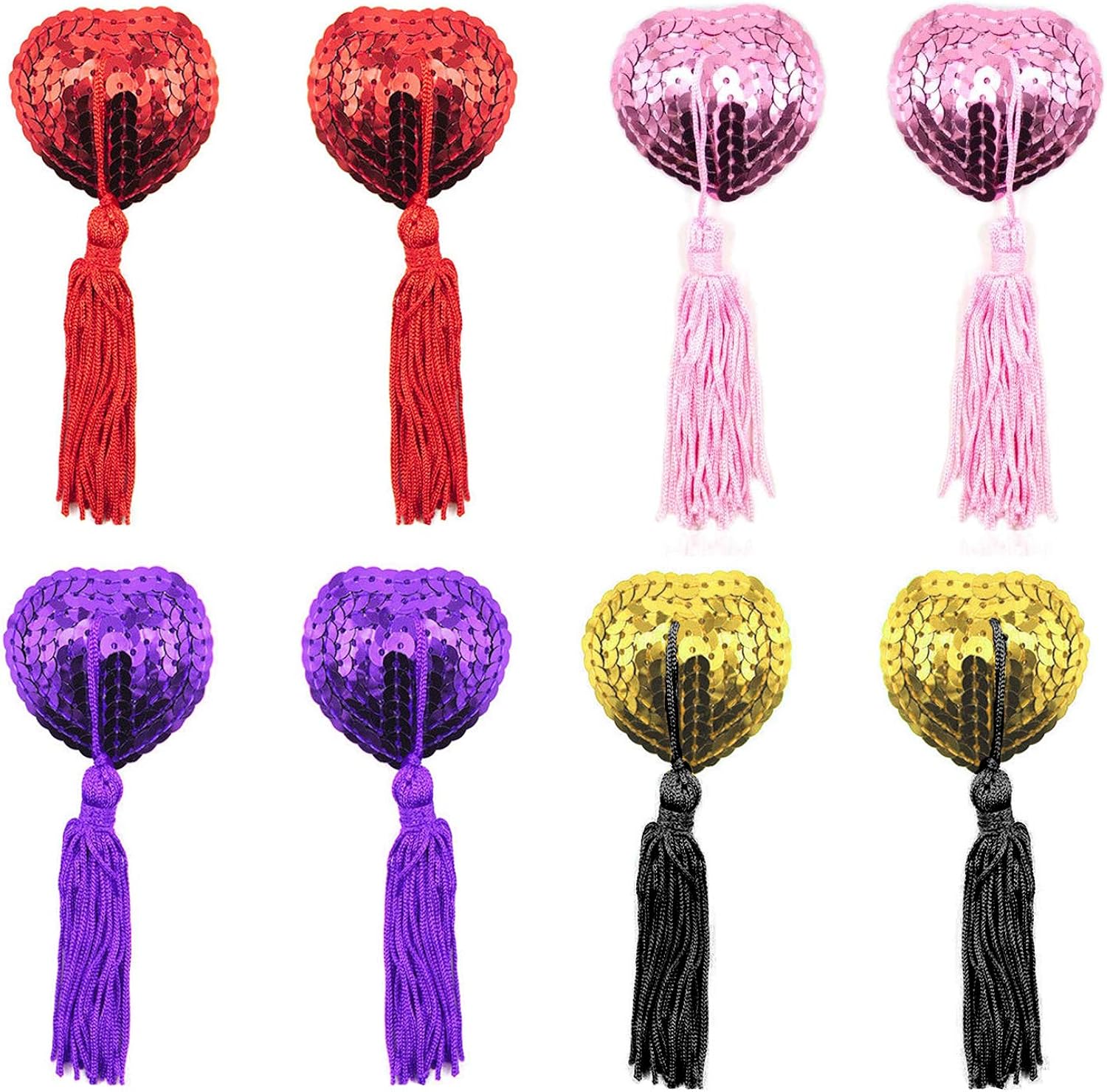 Lingerie Breast Petal Pasty, Adhesive Sequin Pasties with Tassels