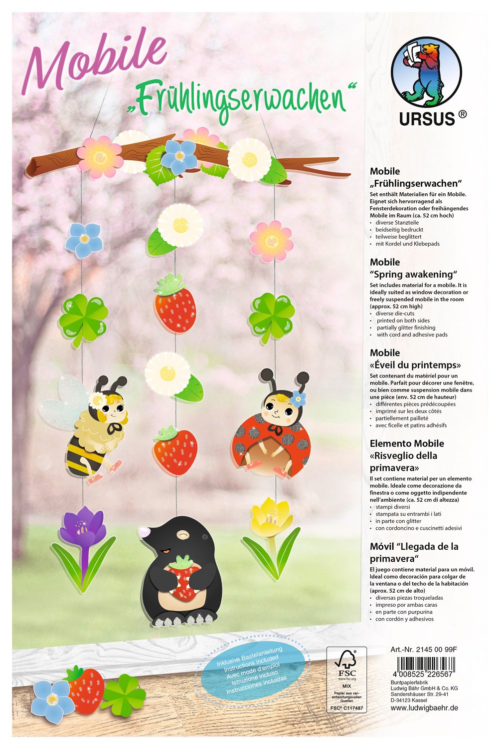 Ursus 21450099 °F Craft Kit for a mobile, Spring Awakening