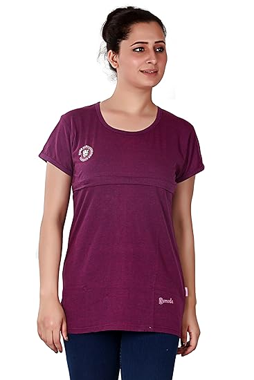 Women's Cotton Blended Nursing Top with Front Zip