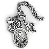 St. Lawrence Necklace, Keychain or Clip, Patron Saint Confirmation Gift, Birthstone Crystal Pendant and Initial Charm