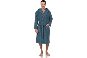 TowelSelections Mens Hooded Robe Cotton Terry Cloth Towel Bathrobe Soft Shower Bath Robes for Men XS to 4X