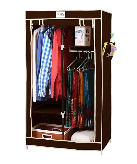 Folddon Fd225 Foldable Wardrobe Single Door 4 Shelves 2 Hanger
