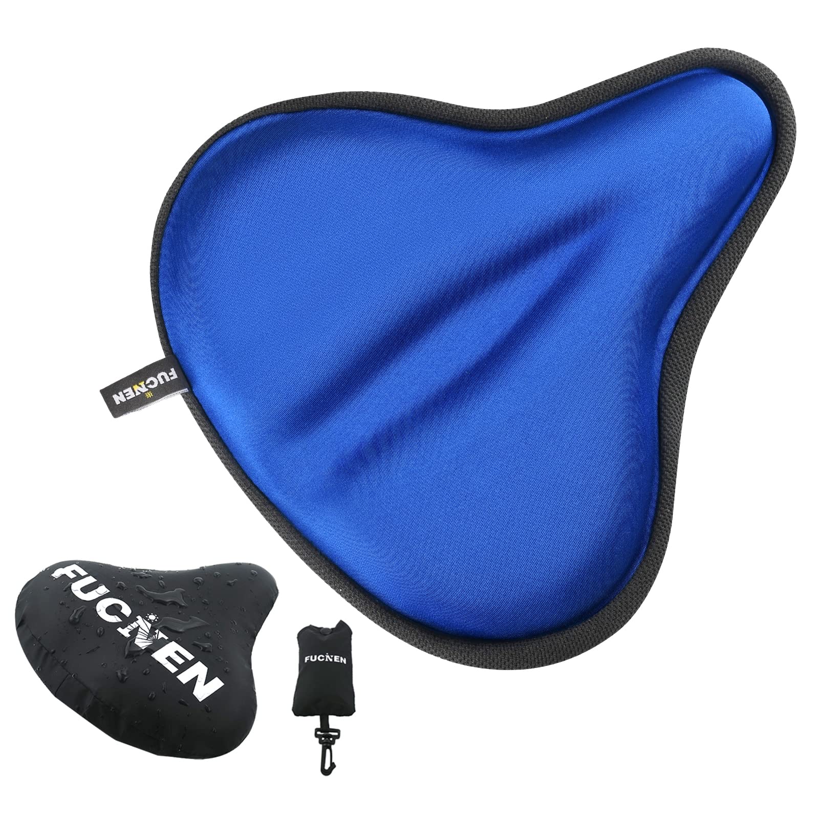 FUCNEN Exercise Bike Seat Cover Padded 27 x 25CM Women Large Bicycle Gel Saddle Covers Wide Comfortable Bike Seat Cushion Gel Saddle Covers-Blue