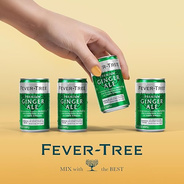 FEVER-TREE GINGER ALE – PREMIUM MIXER FOR COCKTAILS AND MOCKTAILS, 5.1 FL OZ CANS, PACK OF 8 – NATURALLY SOURCED, NON-GMO