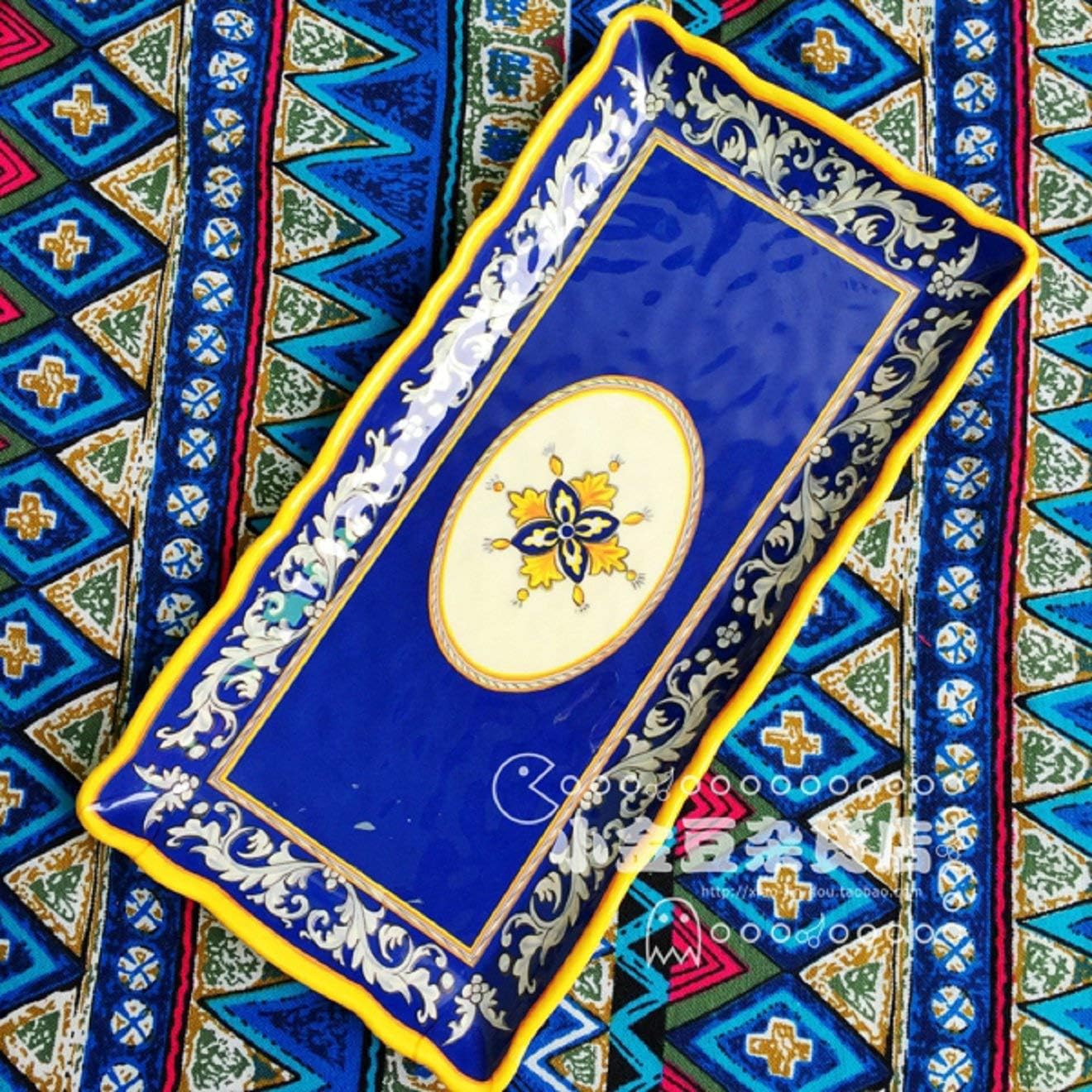 Plates, Ceramic Tableware, Steak Plates, Plate Bohemian Exotic Hand-Painted Large Plate Thorn Pattern Decorative Plate Snack Plate Western Food Plate Hanging Plate, Small Tray