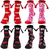 scenicamp 4 Pairs Funny Magnetic Holding Hands Socks Novelty Couple Socks Cute Valentine’s Day Birthday Gifts for Women Men