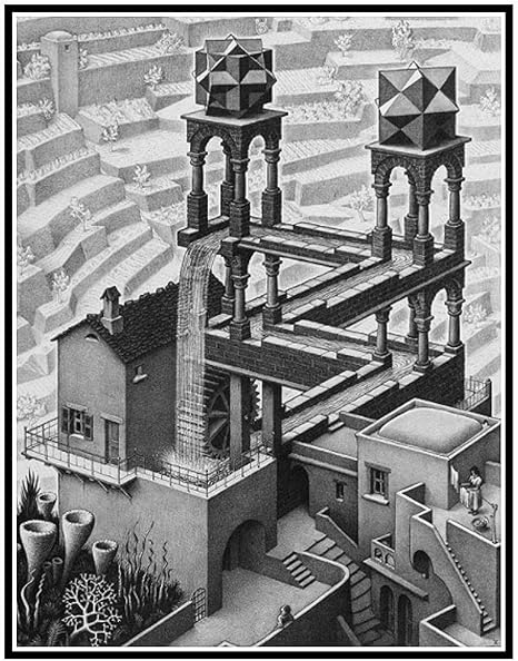 Amazon Idoln1 Mcescher目の錯覚の描画ポスターキャンバス絵画リビングルーム壁アートキャンバスプリント家の装飾 50x70cmフレームなし1個 ウォールステッカー オンライン通販