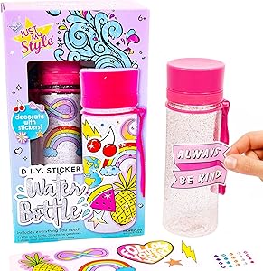 Just My Style Water Bottle by Horizon Group USA, Decorate, Style & Embellish Your Own BPA Free VSCO Water Bottle. Reusable Stickers, Gemstone & Instructions Included