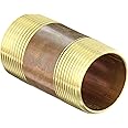 Anderson Metals - 38300-2030 38300 Red Brass Pipe Fitting, Nipple, 1-1/4" x 1-1/4" NPT Male, 3" Length