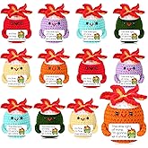Motionchic 12 Pcs Employee Gift Dumpster Crochet Desk Accessories with Positive Card Handmade Emotional Crochet Knitting Doll Funny Employee Appreciation Gifts for Team Coworker Nurse
