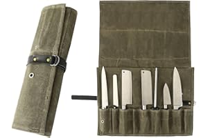 Chef Knife Roll Bag, 9 Pockets Canvas Knife Case, Knife Bag, Knife Wrap Wallet, Cutlery Knife Pouch Holders Protectors for Ch