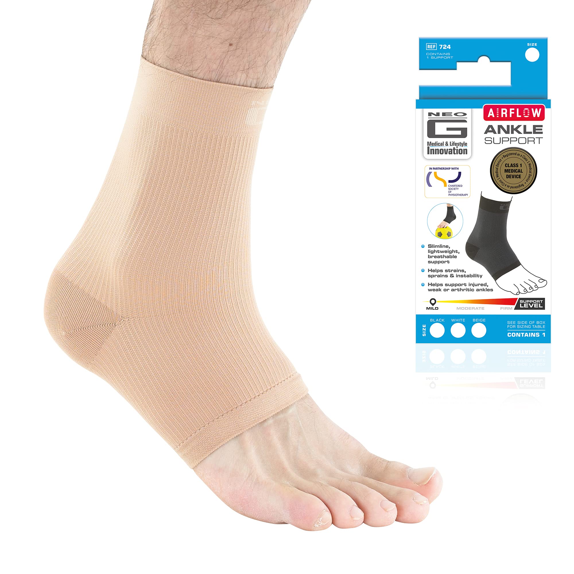 Neo-G Ankle Support Running, Sports, Daily Wear - Ankle Brace, Achilles Tendonitis Support, Sprained Ankle Supports for Weak Ankles and Joint Pain. Multi Zone Ankle Compression - Airflow - S - Beige