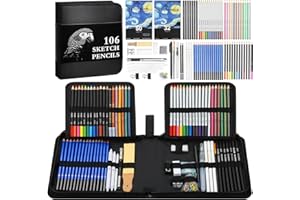 Cool Bank 106 Pack Art Supplies Sketching Kit with 3-Color Sketch Book, Coloring Book, Drawing Pencils with Graphite Colored Charcoal Watercolor & Metallic Pencils, Art Kit Gifts for Artist Adults Kid