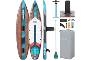 ZLX 11'6" Extra Wide Inflatable Paddle Board, Touring Stand Up Paddleboard, Non-Slip Deck Pad, Stable Center Fin, Portable Lo