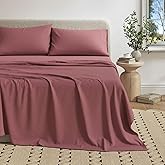 Great Bay Home Cotton Jersey Knit Queen Sheet Set - Ultra-Soft, Stretchy, Heathered Melange Bed Sheets - Cozy, Soft T-Shirt Sheet & Pillowcase Set (Heathered Dusty Rose)