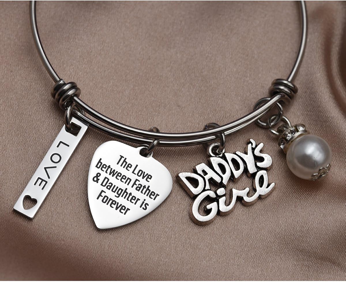 LParkin Daddys Girl Daughter Bracelet Stainless Steel Bangle Birthday Gift for Daughter Gift, Medium - Image 5